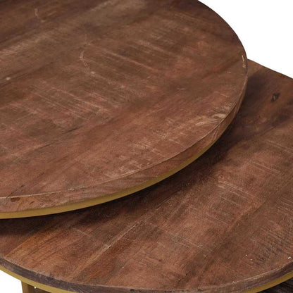 Nesting Coffee Tables 3 pcs Solid Mango Wood and Steel