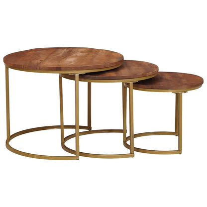 Nesting Coffee Tables 3 pcs Solid Mango Wood and Steel
