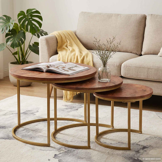 Nesting Coffee Tables 3 pcs Honey Brown 54 x 54 x 40 cm
