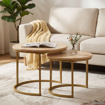 Nesting Coffee Tables 2 pcs Brown Solid Mango Wood and Steel