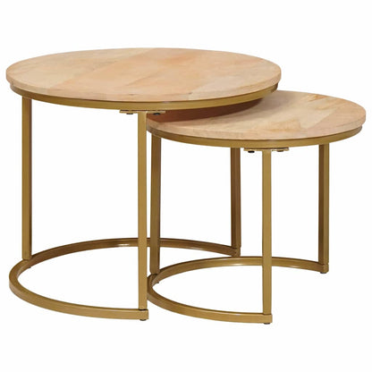 Nesting Coffee Tables 2 pcs Brown Solid Mango Wood and Steel