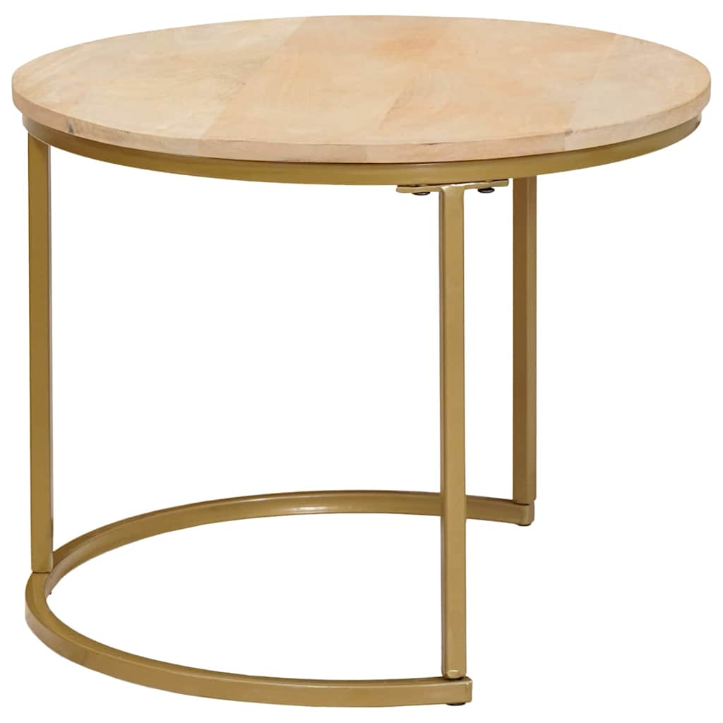 Nesting Coffee Tables 2 pcs Brown Solid Mango Wood and Steel