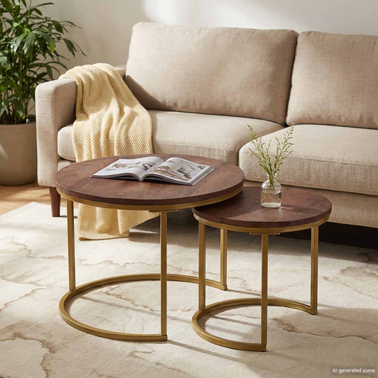 Nesting Coffee Tables 2 pcs Dark Brown 50 x 50 x 40 cm