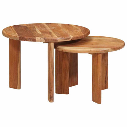 Nesting Coffee Tables 2 pcs Brown Solid Acacia Wood