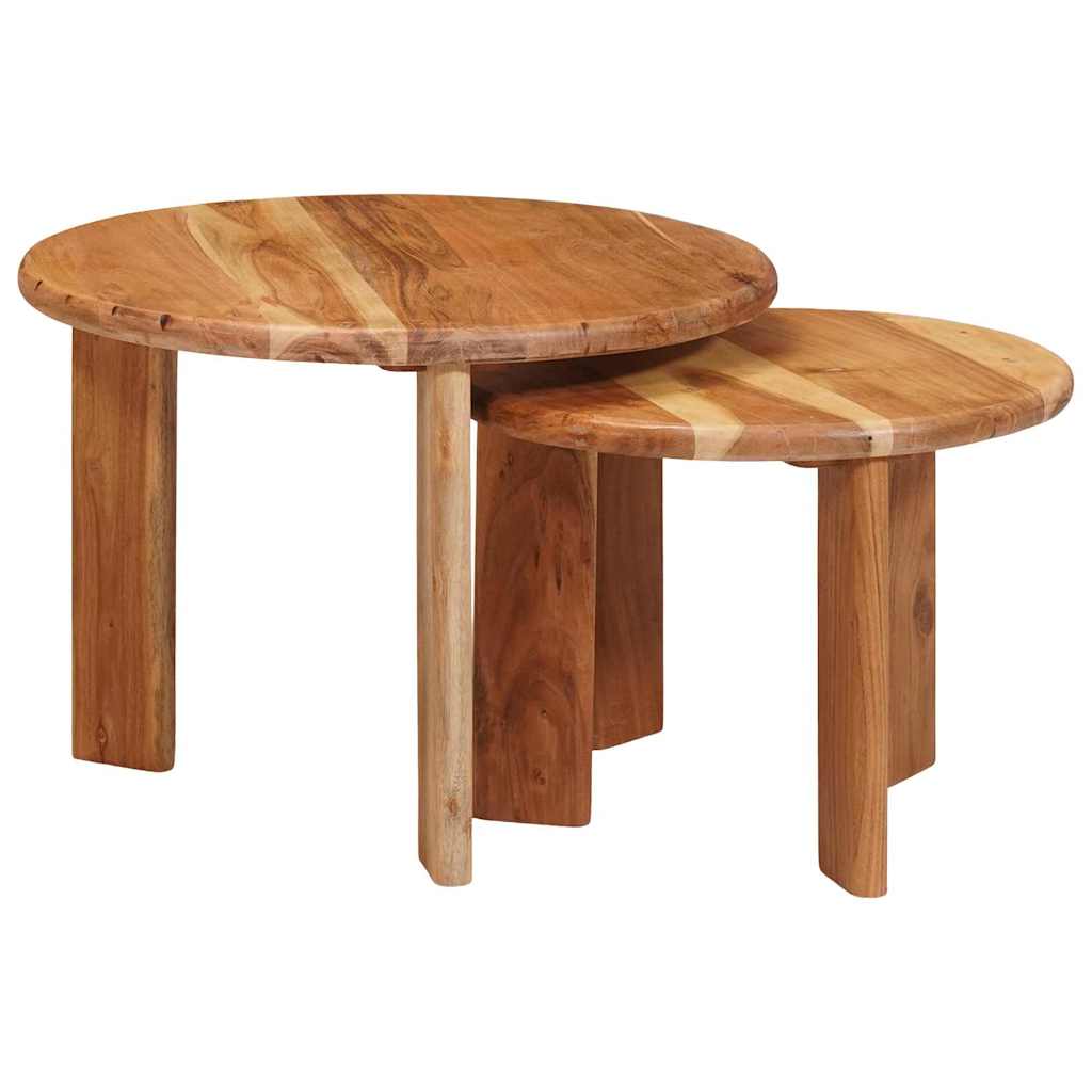 Nesting Coffee Tables 2 pcs Brown Solid Acacia Wood