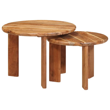 Nesting Coffee Tables 2 pcs Brown Solid Acacia Wood
