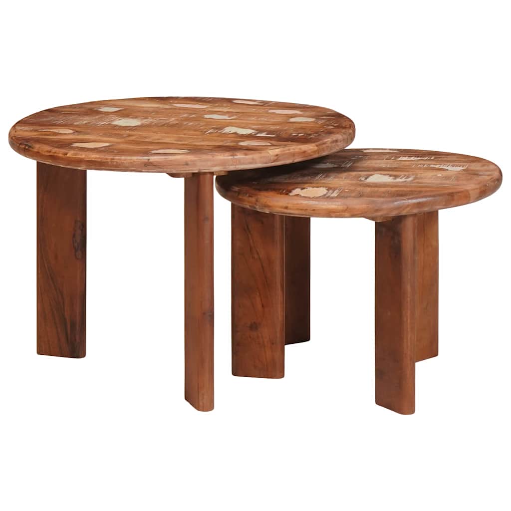 Nesting Coffee Tables 2 pcs Multicolour Solid Reclaimed Wood