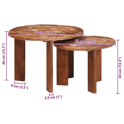 Nesting Coffee Tables 2 pcs Multicolour Solid Reclaimed Wood