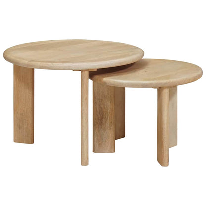 Nesting Coffee Tables 2 pcs Black Solid Mango Wood