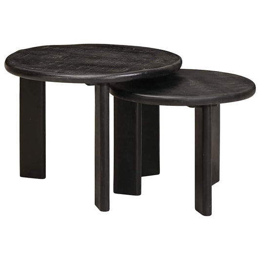 Nesting Coffee Tables 2 pcs Black Ø 50 x 40 cm Solid Mango Wood