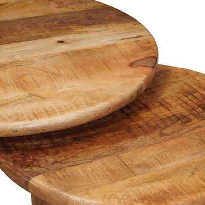 Nesting Coffee Tables 3 pcs Brown Solid Mango Wood