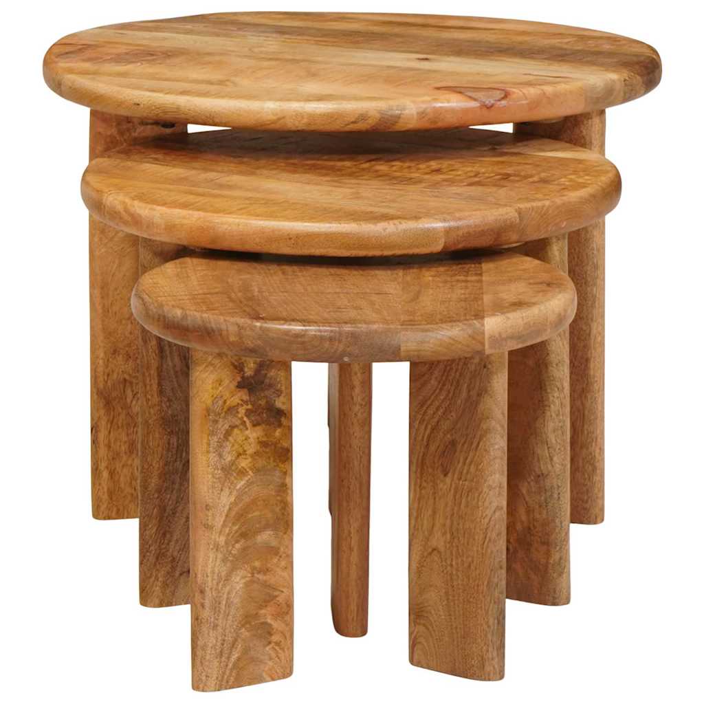 Nesting Coffee Tables 3 pcs Brown Solid Mango Wood