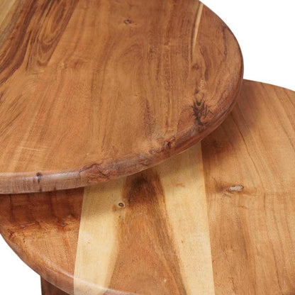 Nesting Coffee Tables 3 pcs Brown Solid Acacia Wood