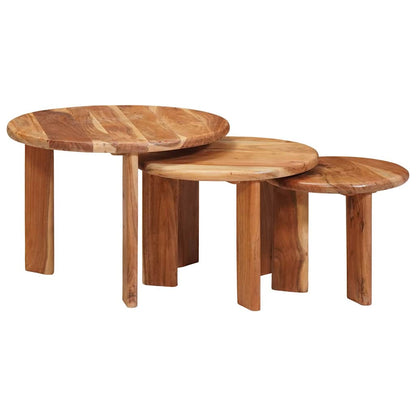 Nesting Coffee Tables 3 pcs Brown Solid Acacia Wood