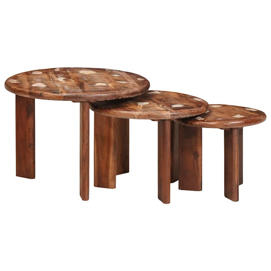 Nesting Coffee Tables 3 pcs Multicolour Ø 54 x 40 cm