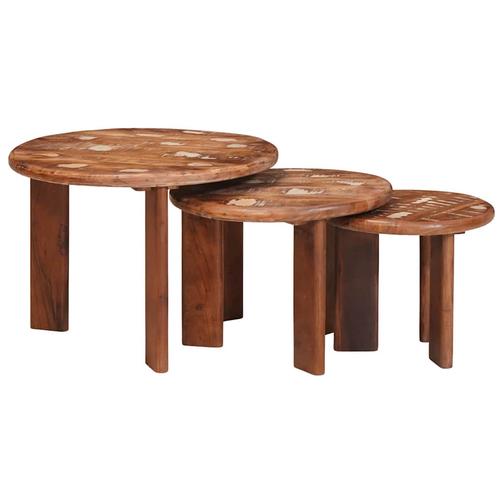 Nesting Coffee Tables 3 pcs Multicolour Solid Reclaimed Wood