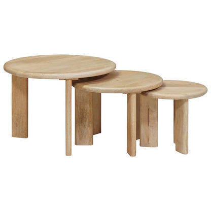Nesting Coffee Tables 3 pcs Black Solid Mango Wood