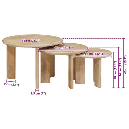 Nesting Coffee Tables 3 pcs Black Solid Mango Wood