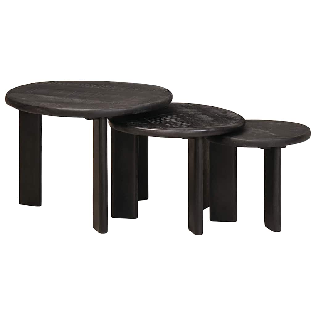 Nesting Coffee Tables 3 pcs White Solid Mango Wood