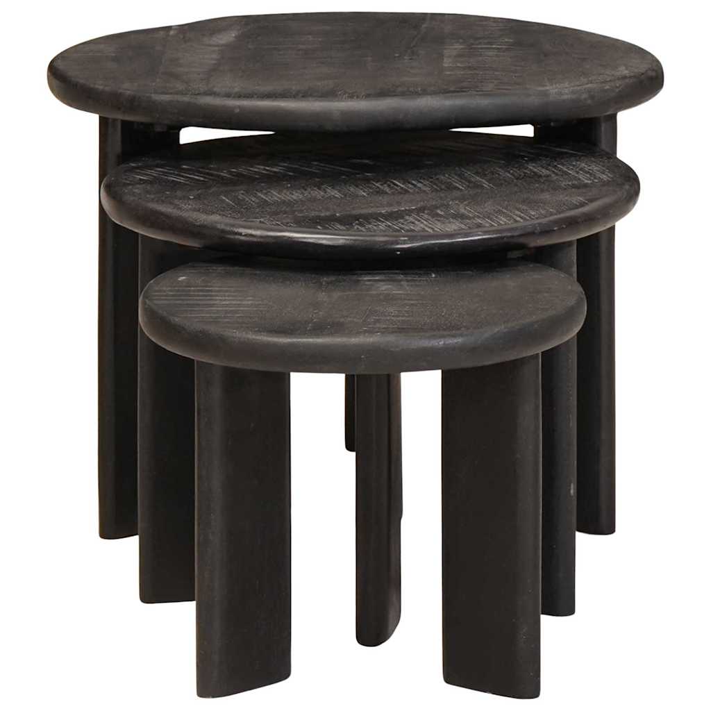 Nesting Coffee Tables 3 pcs White Solid Mango Wood