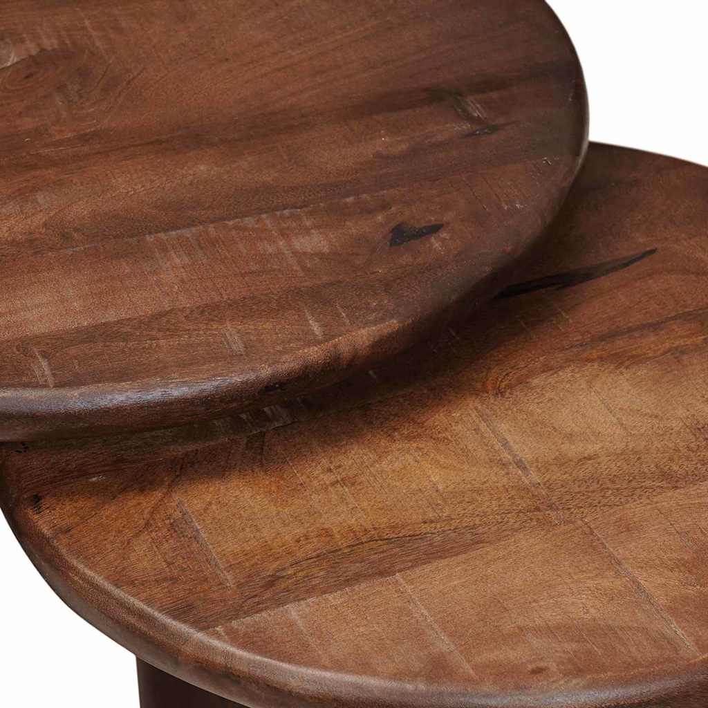 Nesting Coffee Tables 3 pcs Dark Brown Solid Mango Wood