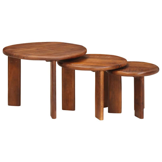 Nesting Coffee Tables 3 pcs Honey Brown Ø 54 x 40 cm