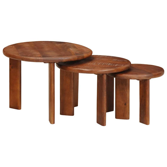 Nesting Coffee Tables 3 pcs Honey Brown Ø 54 x 40 cm