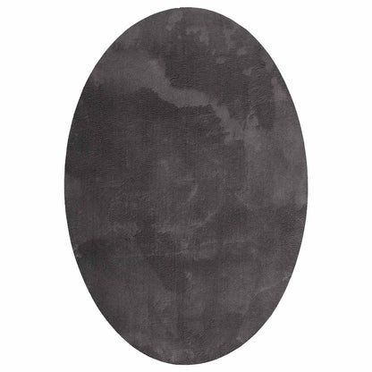 Area Rugs Oval HUARTE Anthracite 120 x 170 cm 100% Polyester
