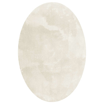 Area Rugs Oval HUARTE Cream 160 x 230 cm 100% Polyester