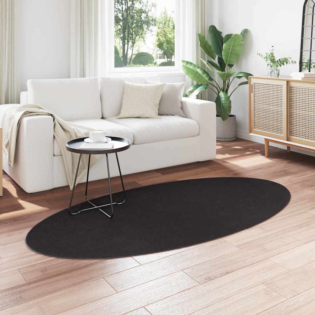 Carpet HUARTE Black 100 x 200 cm 100% Polyester