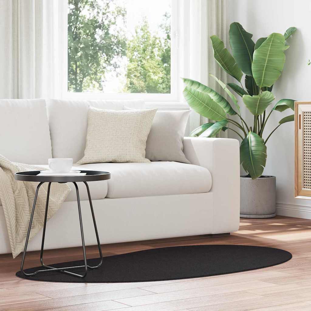 Carpet HUARTE Black 80 x 150 cm Polyester