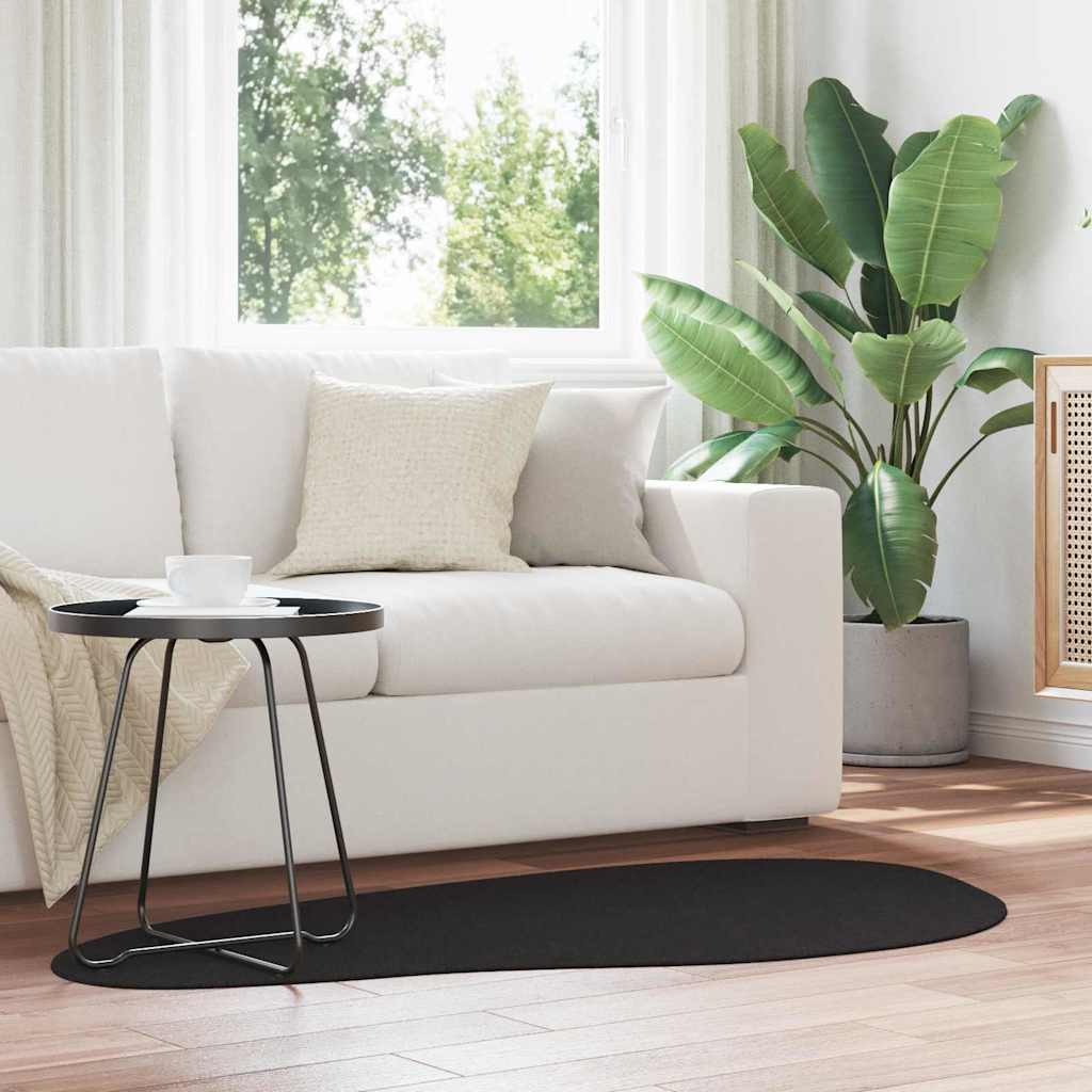 Carpet HUARTE Black 80 x 150 cm Polyester