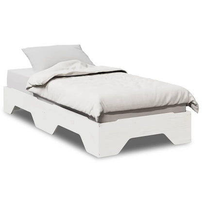 Bed Frame | White | Solid pine wood, Plywood slats | Single |  Stackable