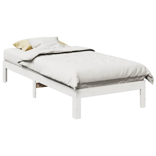 Bed Frame without Mattress White 90x200 cm Solid Wood Pine