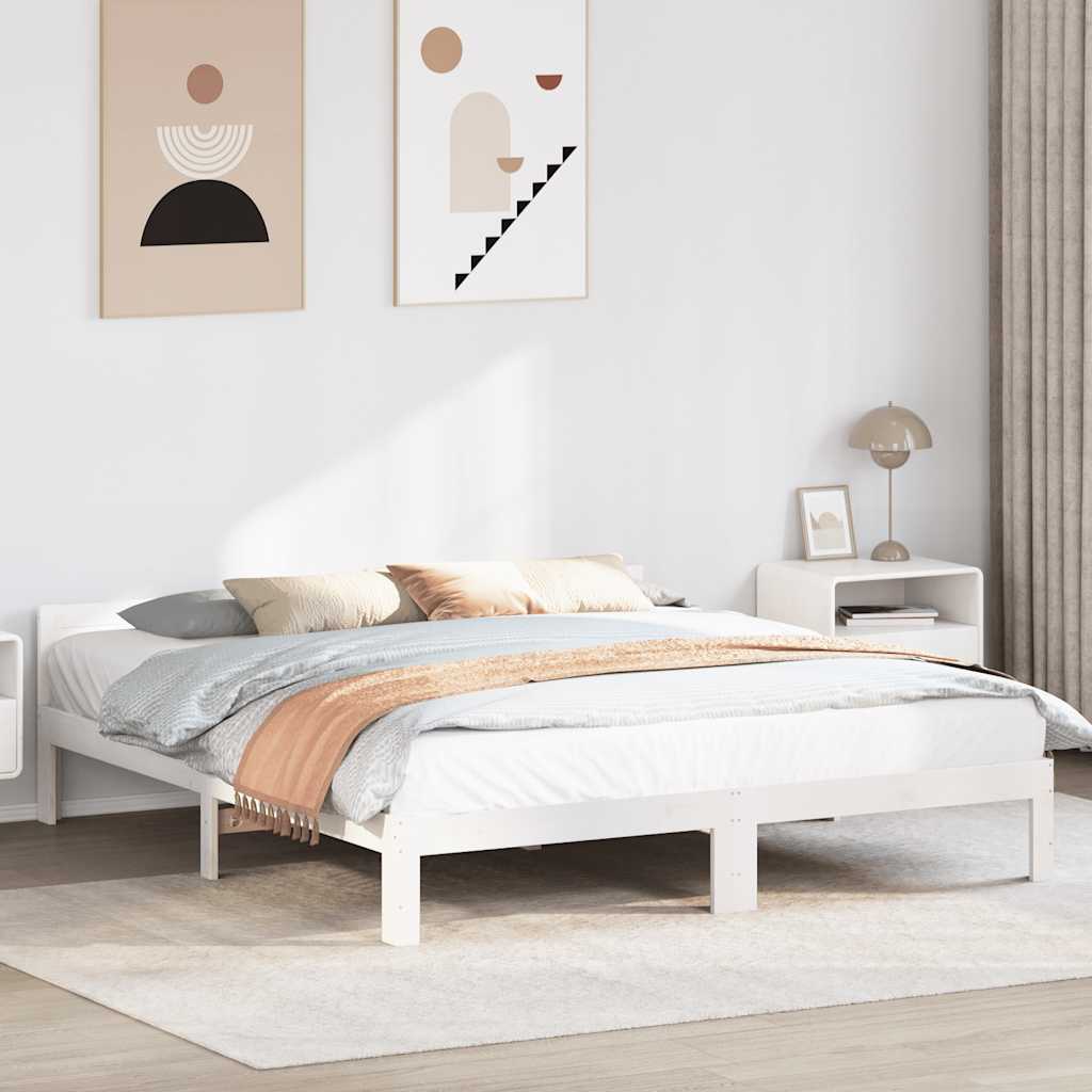 Bed Frame without Mattress White 160x200 cm Solid Wood Pine