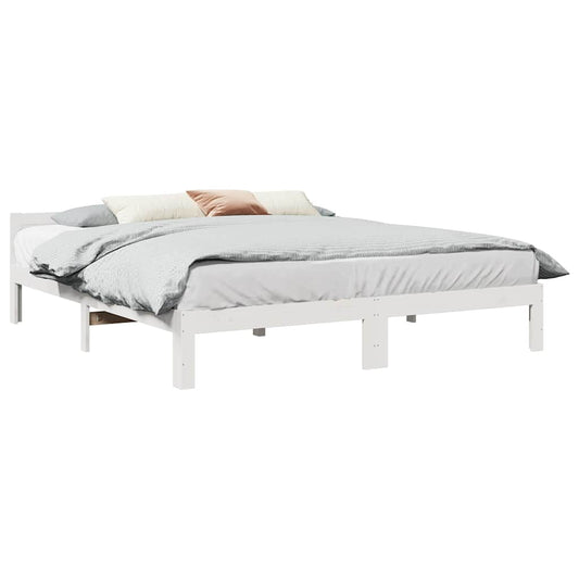 Bed Frame without Mattress White 160x200 cm Solid Wood Pine