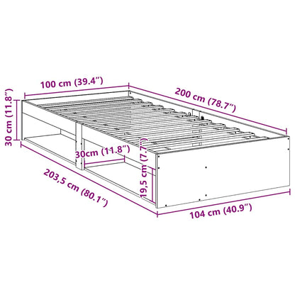 Day Bed without Mattress White 100x200 cm Solid Wood Pine