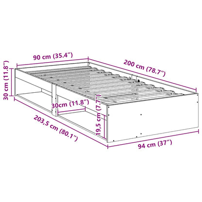 Day Bed without Mattress White 90x200 cm Solid Wood Pine
