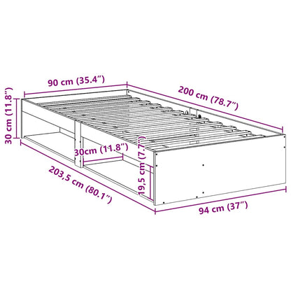 Day Bed without Mattress Wax Brown 90x200 cm Solid Wood Pine