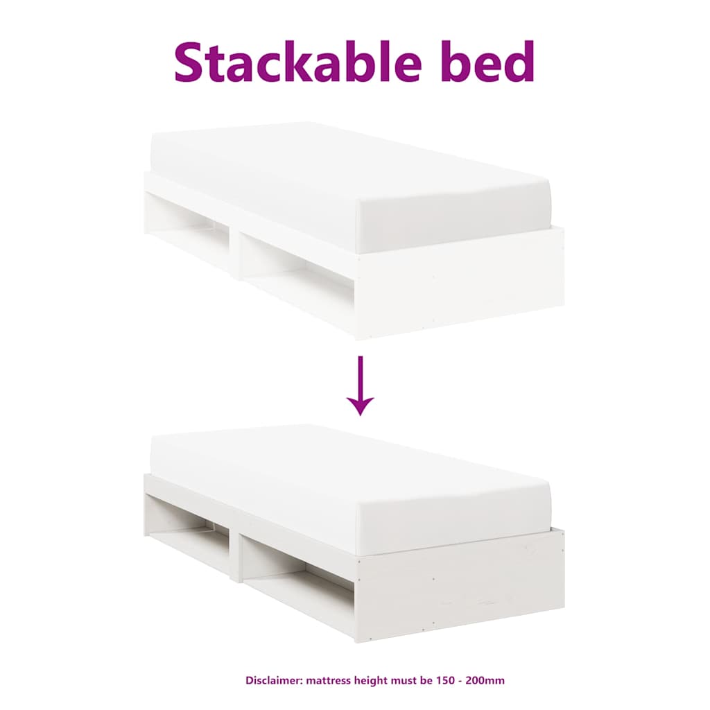 Day Bed without Mattress White 90x190 cm Solid Wood Pine