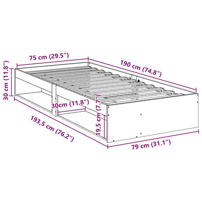 Day Bed without Mattress Wax Brown 75x190 cm Solid Wood Pine