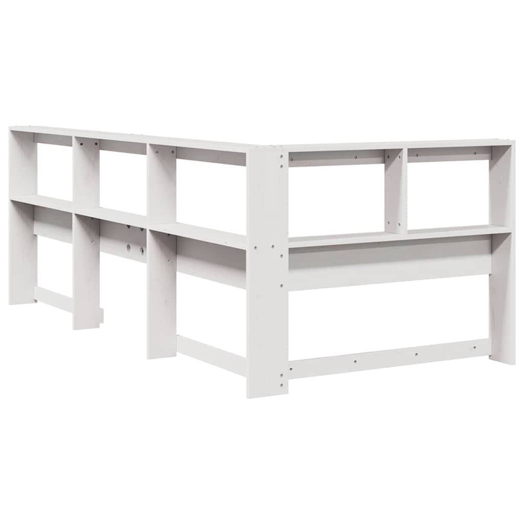 Bookcase Headboard L-Shaped White 80 cm Solid Wood Pine