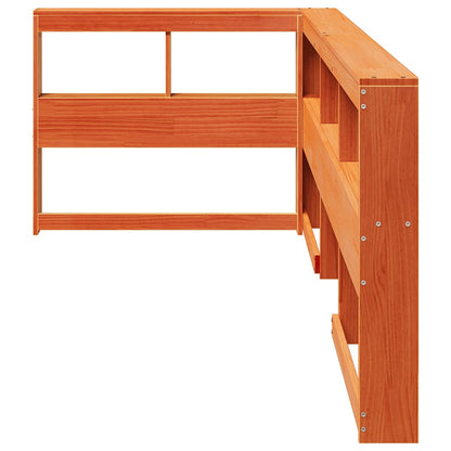 Bookcase Headboard L-Shaped Wax Brown 80 cm Solid Wood Pine