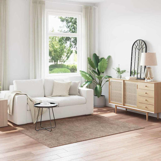Anti-slip Shaggy Rug Brown 140 x 200 cm PP