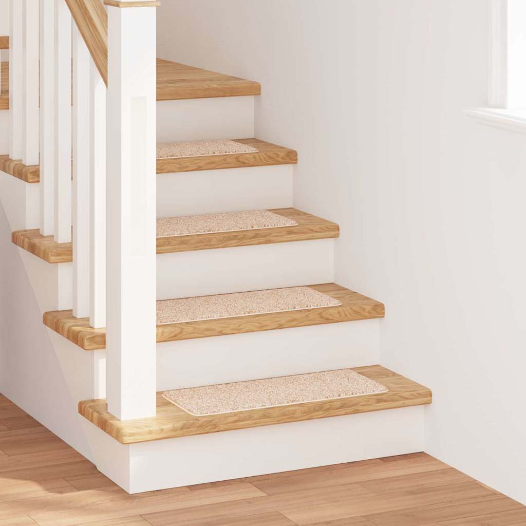 Anti-slip Stair Mats Latex backing 15 pcs Cream 60 x 25 cm PP