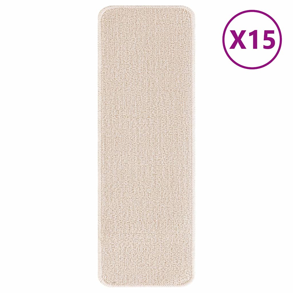 Anti-slip Stair Mats Latex backing 15 pcs Cream 60 x 25 cm PP