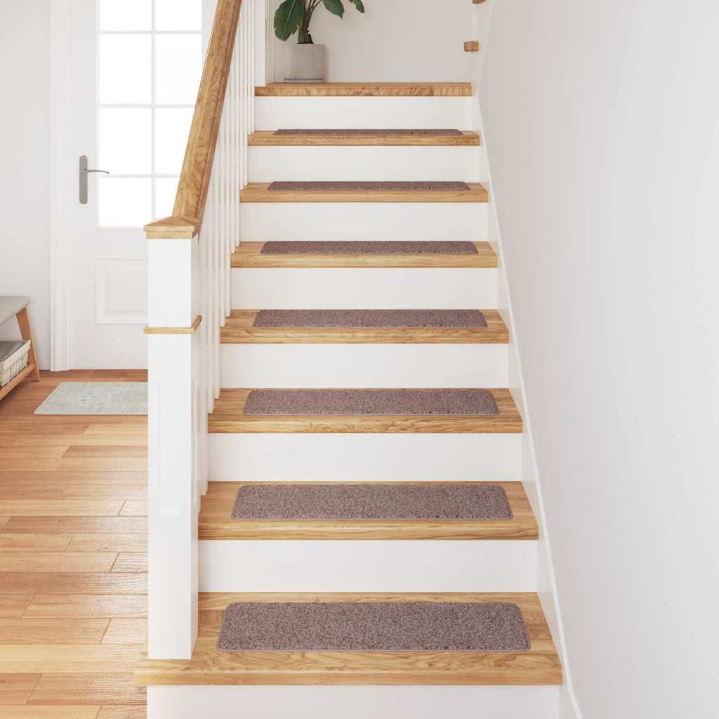 Anti-slip Stair Mats 15 pcs Light brown 75 x 20 cm PP