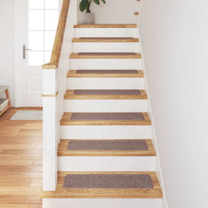 Anti-slip Stair Mats 15 pcs Light brown 75 x 20 cm PP
