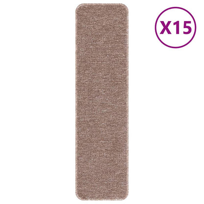 Anti-slip Stair Mats 15 pcs Light brown 75 x 20 cm PP