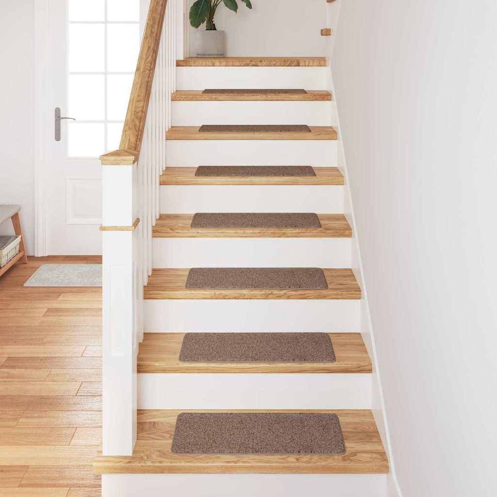 Anti-slip Stair Mats Latex backing 15 pcs Brown 60 x 25 cm PP